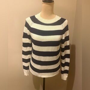Kule Navy and Ecru Striped 100% Cotton Sweater, XS